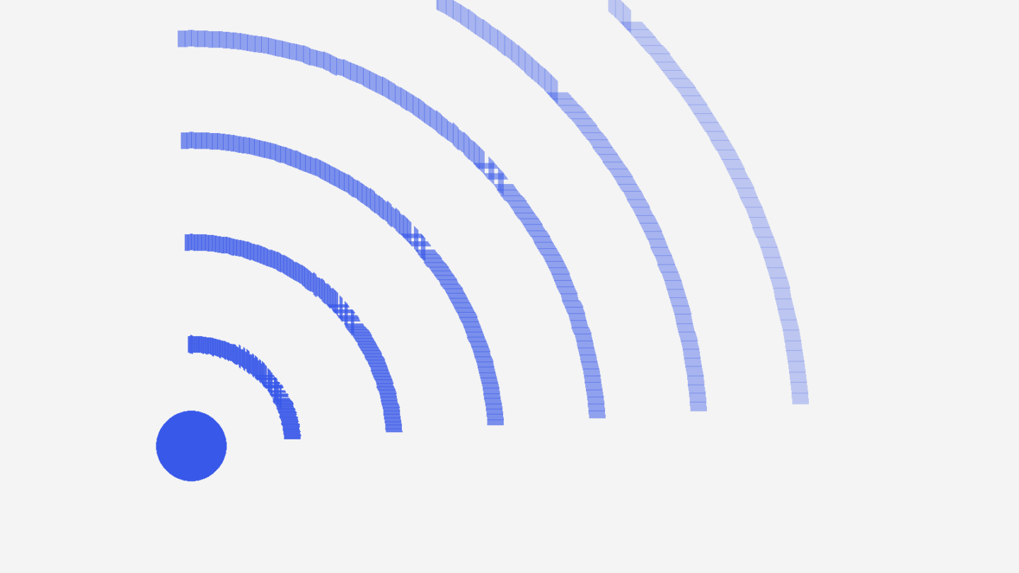 Arcs concentriques évoquant la portée d’un signal sans fil